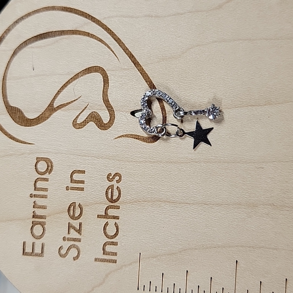 Open Heart Star Drop Shimmer Earrings - Picture 4 of 10